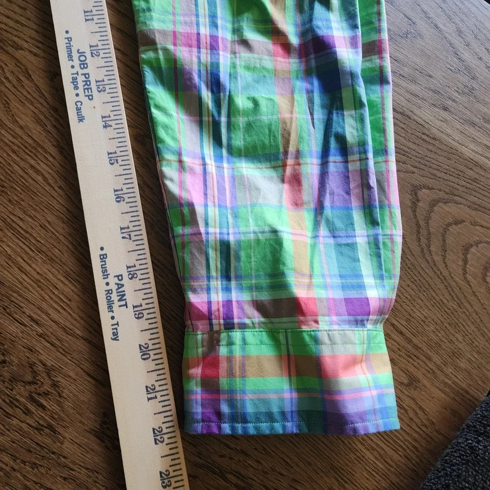 Polo Ralph Lauren Stanton Custom Fit Plaid Shirt Mens XXL Green Pink Multi Color
